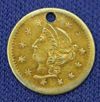 1870 1/4 Quarter Dollar 22k Gold Coin Holed Very Tiny American Us photo