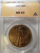 1927 $20 St.  Gaudens Gold Double Eagle Ms - 63 Anacs,  Uncirculated Outstanding Gold photo 4