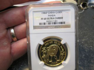 1986 Pr68 Proof Ultra Cameo Ngc Chinese Panda.  999 Pure Gold 1 Ounce Coin photo