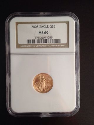 2003 American Eagle Gold 1/10 Oz $5 Coin Ngc Ms69 Fine Gold photo