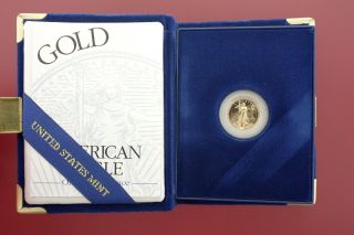1996 - W 1/10 Oz,  5 Dollar Proof Cameo Gold American Eagle Coin (w/box &) photo