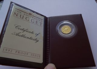 1992 1/10 Oz Gold Nugget Proof Kangaroo Australian Very Rare And Hard To Find photo