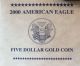 2000 American Eagle $5 Tenth Ounce 1/10 Oz Gold Bullion Coin + Box Gold photo 9
