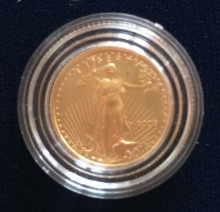 2000 American Eagle $5 Tenth Ounce 1/10 Oz Gold Bullion Coin + Box photo