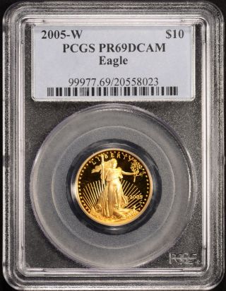 2005 W $10 1/4oz Gold Eagle Pcgs Pr69 Dcam photo