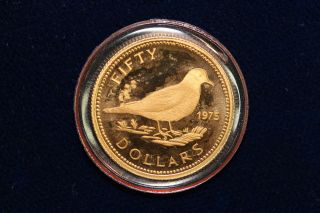 1975 Bahamas.  50 Dollars.  Gold Proof.  Coin Only. photo