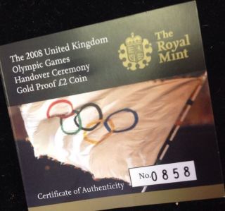 2008 United Kingdom Olympics Handover Ceremony Gold Proof 15.  976g Gold photo