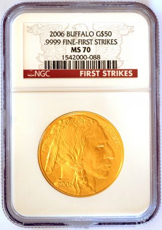 2006 American Buffalo $50 Gold Coin Red Label First Strikes Ngc Ms 70 photo