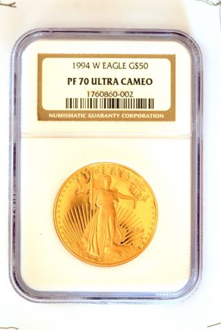 1994 W American Gold Proof Eagle $50 Gold Coin Ngc Pf 70 Ultra Cameo photo