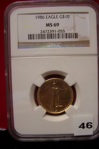 1986 Gold Eagle G$10 Ngc Brown Label Ms69 photo