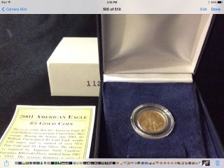 2001 $5 American Gold Eagle 1/10 Oz In Case Not Yet Graded photo