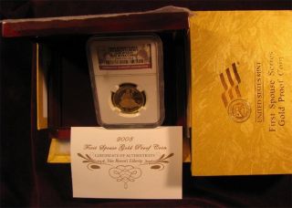 2008 W Van Buren ' S Liberty $10 First Spouse Gold Ngc Pf70 With Case,  Boxes & photo