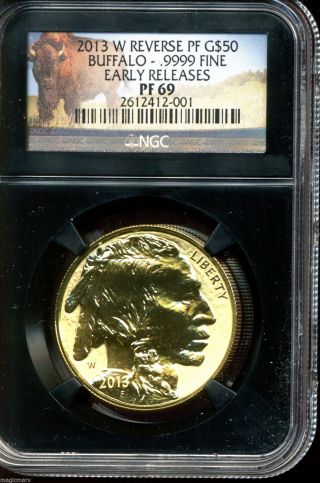 2013 W Reverse Proof $50 Gold Buffalo Ngc Ms69 Early Release W/box And photo