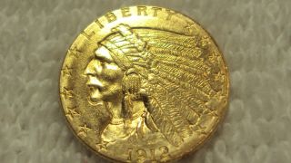 Coinhunters - 1912 Indian Head $2 - 1/2 Gold Quarter Eagle - State - Details photo