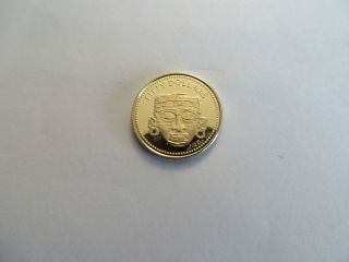 1988 British Vi Fifty Dollar Gold Coin, .  500 Gold, .  0333 Agw,  Tribal Mask Design photo