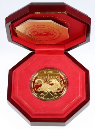 Rare 2010 Singapore $200 5oz.  9999 Gold 