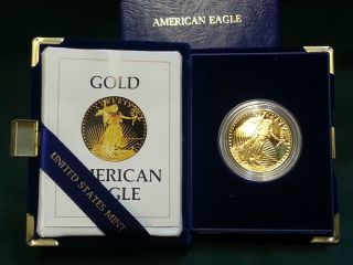 1986 - W American Eagle Liberty $50 Us 1oz Proof Gold Coin W/coa Slg196 photo