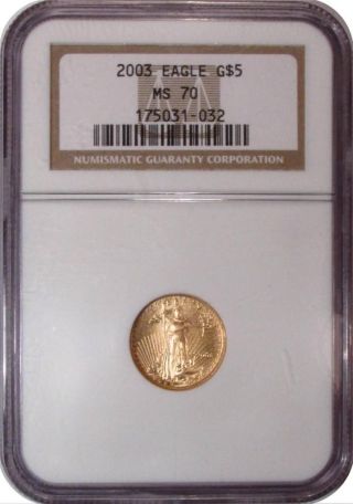 2003 Gold $5 Eagle Ngc Ms70 Perfect Grade Pq++ photo