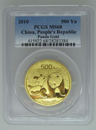 2010 Pcgs Ms68 China People ' S Republic -.  999 Gold Panda - 500 Yn - One Ounce - 1 Ozt photo