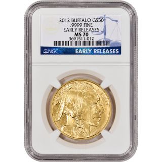 2012 American Gold Buffalo (1 Oz) $50 - Ngc Ms70 - Early Releases photo