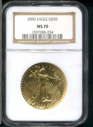 2006 $50 Uncirculated American Gold Eagle Ngc Ms - 70 1 Oz.  Fine Gold Perfect photo