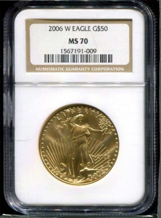 2006 - W $50 Burnished American Gold Eagle Ngc Ms - 70 1 Oz.  Fine Gold Perfect photo
