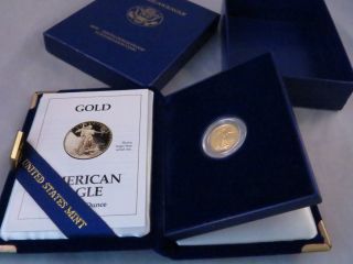 1993 Proof American Eagle 1/10 One Tenth Oz 5 Dollar Gold Coin Us photo
