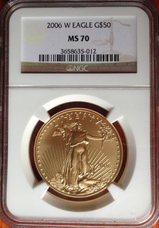 2006 - W $50 Ngc Ms 70 Burnished 1oz American Gold Eagle photo