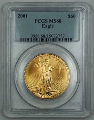 2001 American Gold Eagle Age $50 Coin Pcgs Ms - 68 Gem Uncirculated photo