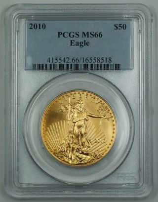 2010 American Gold Eagle Age $50 Coin Pcgs Ms - 66 Gem Uncirculated photo