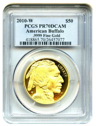 2010 - W American Buffalo $50 Pcgs Proof 70 Dcam Buffalo.  999 Gold photo