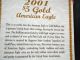 Gem Bu 2001 $5 Gold American Eagle With Folder And Certificate Of Authenticity Gold photo 2