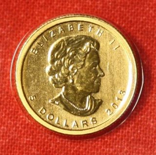 Canadian Gold Maple Leaf 2013 1/10 Oz.  999% Bu Great Collector Coin Gift photo