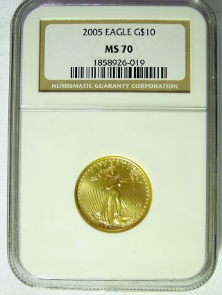 2005 $10 Gold Eagle Dollar - Certified Ngc Ms 70 photo
