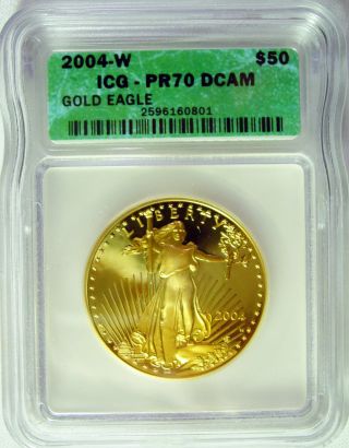 2004 - W $50 Gold Eagle Proof Dollar - Certified Pr 70 Dcam photo
