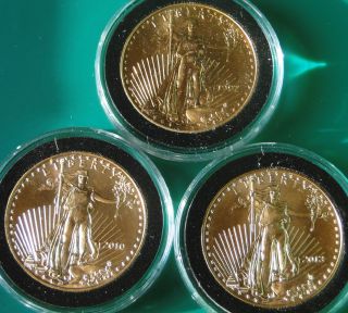 (3) $50 American Gold Eagles 1 Troy Oz Each,  Total 3 Troy Oz - 1997,  2010,  2013 photo