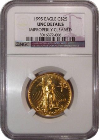 1995 $25 Gold Eagle Ngc Unc Details Mintage Of Only : 53,  474 photo