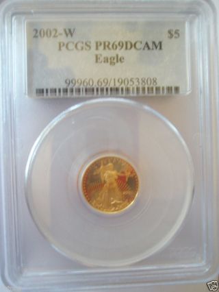 2002 - W $5 Pcgs Pr69dcam 1/10th Oz,  Gold American Eagle photo
