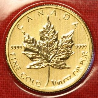 Canadian Gold Maple Leaf 2014 1/10 Oz.  999% Bu Great Collector Coin Gift photo