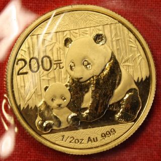 Chinese Gold Panda 2012 1/2 Oz.  999% Bu Great Collector Coin Gift photo