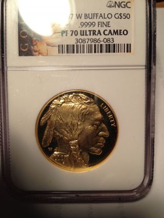 2007 50.  00 Gold Buffalo Coin Proof 1 Oz. .  9999 Nsg - - Pf70 Ultra Cameo photo