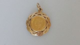 1853 One Dollar Gold Liberty Coin Pendant - 14k Gold Weave Bezel photo