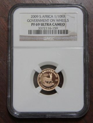 2009 South African Gold Krugerrand 1/10th Oz Bullion Ngc Pf69 Ultra Cameo photo