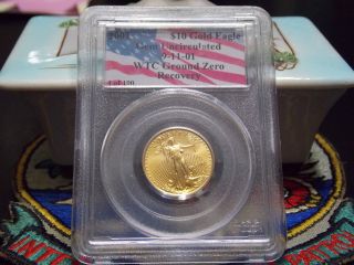 2001 $10 Gold Eagle 1 Of 190 Pcgs Gem Unc Wtc World Trade Center Recovery 911 photo