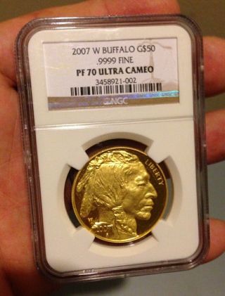 2007 - W Gold Buffalo G$50 1 Oz Ngc Pf70 Ultra Cameo.  9999 Fine photo