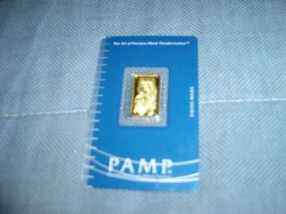 5 Gram Pamp Swiss Gold Bar. .  999 Gold Bar,  Pamp Suisse,  Gold Bullion photo