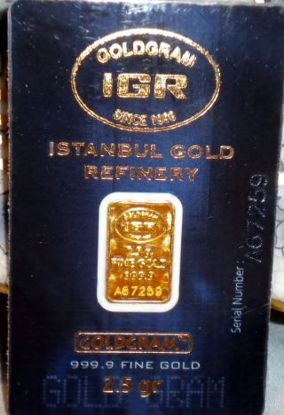 2.  5 Gram 999.  9 24 Karat Fine Gold Igr Bullion Bar Ingot Lbma photo