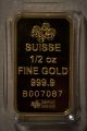 Pamp Suisse 1/2 Oz Troy Ounce Fine Gold 999.  9 Minted Fortuna Certified In Assay Gold photo 2