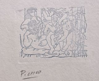 Picasso Hand Signed Stamp Etching Christie ' S Vollard Engraving photo
