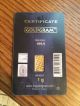 1 G Gram 999.  9 24k Gold Bullion Bar With Lbma Certificate Gold photo 1